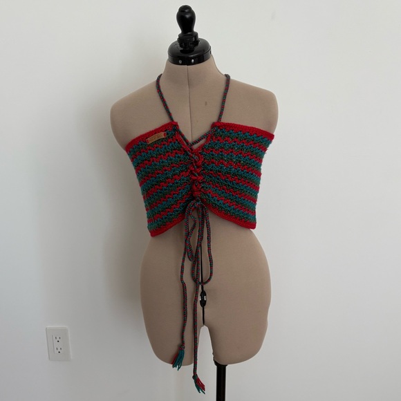 Maya Bey Crochet Tops - Maya Bey Crochet Handmade Crochet Halter Top Red Green Blue One Size Stretchy